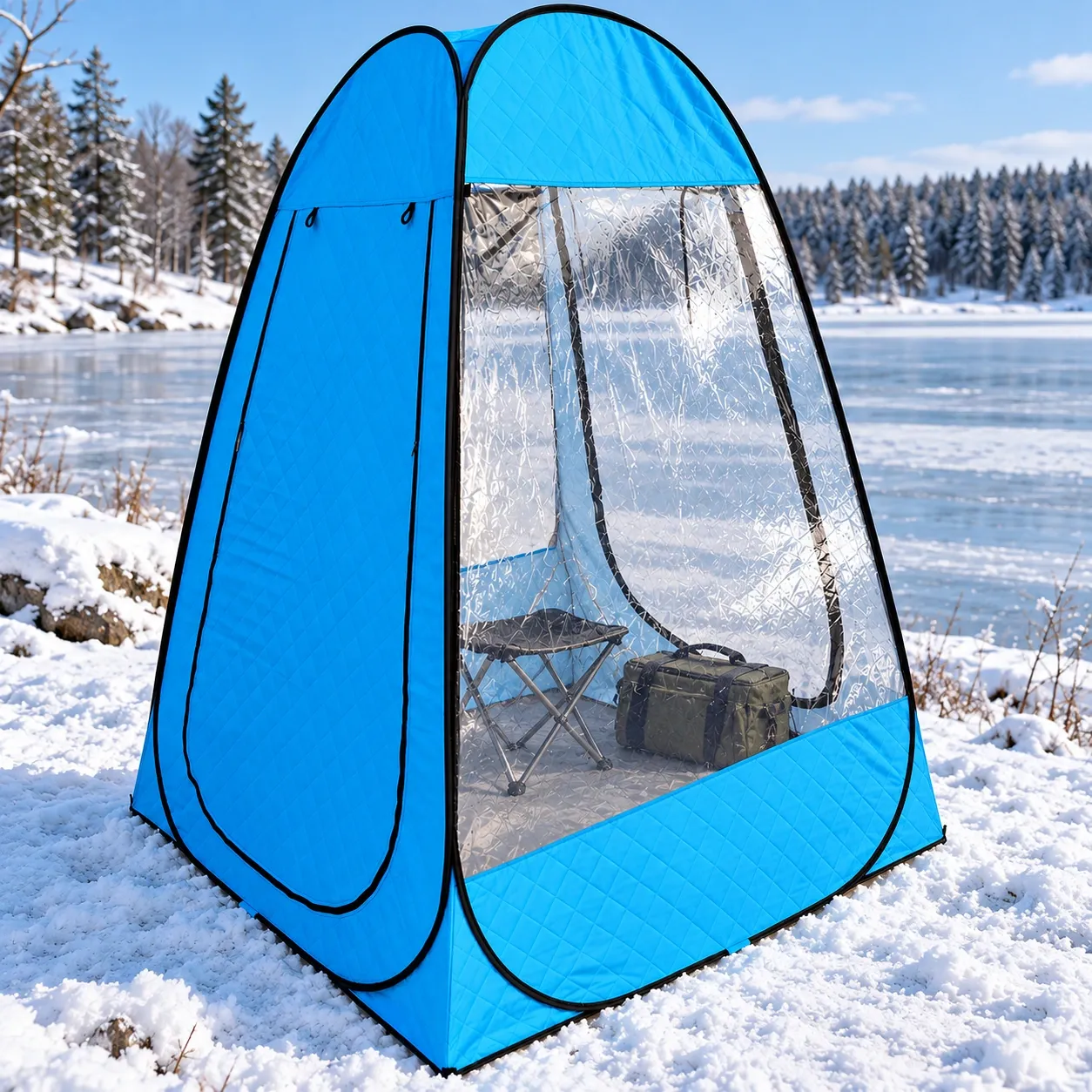 Tadhg Fishing Shelter - Blue ,  in use; other equipment not included