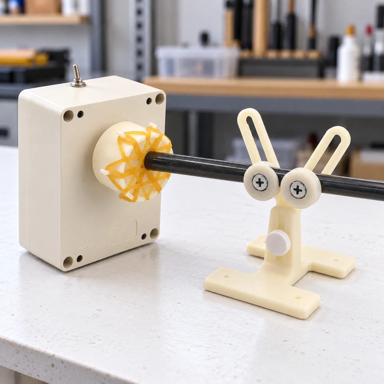 Sawyer Rod Finishing Dryer - Dry setup showing the rod support function