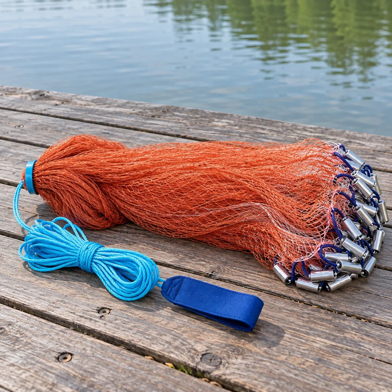Killian Ringless Cast Net - Complete gathered net