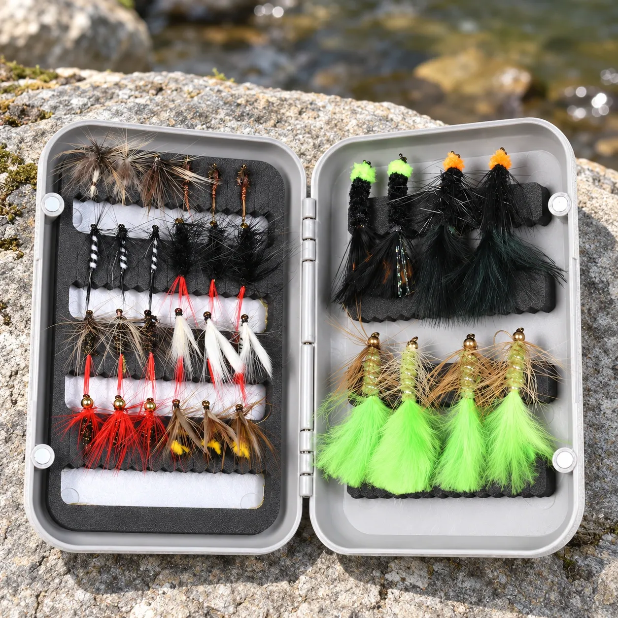 Dorian Fly Assortment - Open assortment ready at the stream