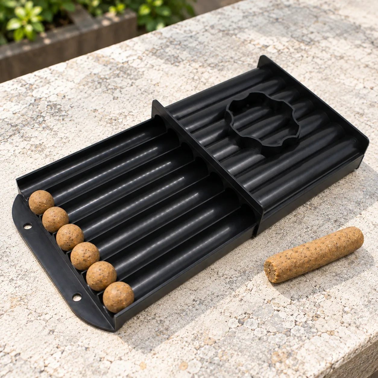 Pierce Boilie Rolling Table - 20 mm — finished bait in the roller