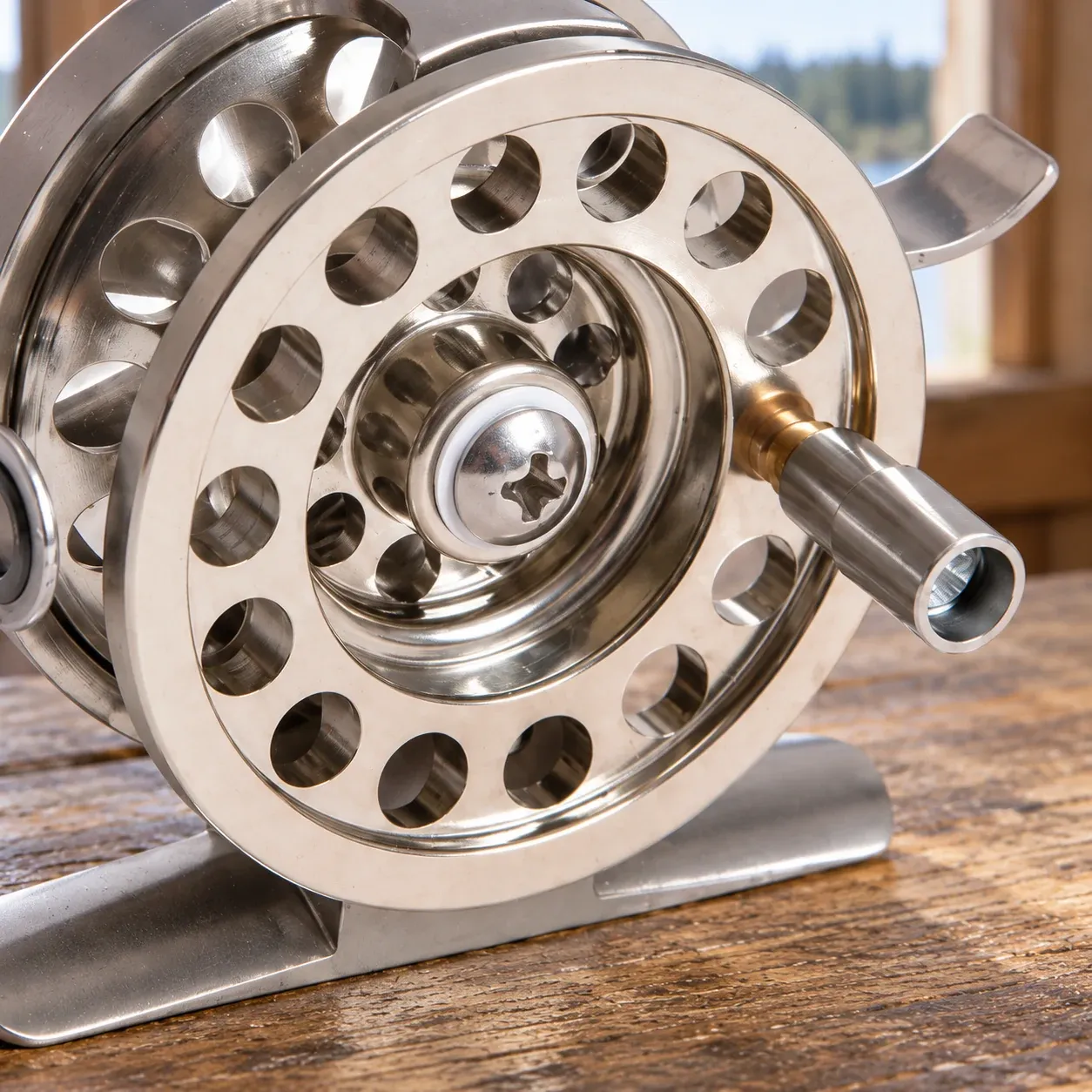 Graham Centerpin Reel - Silver, BLD50, right hand - construction detail