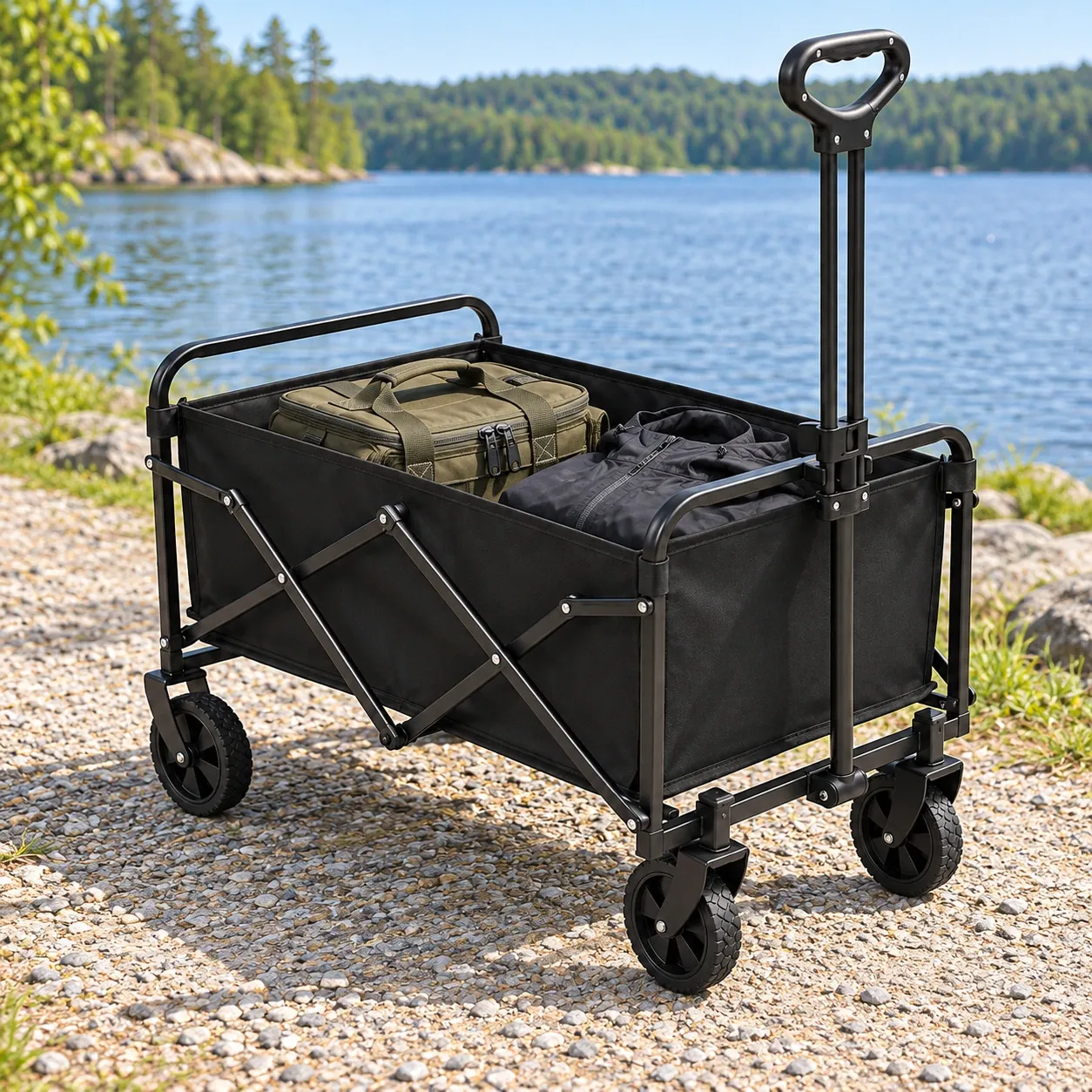 Fintan Folding Fishing Wagon - Carry tackle beside the water; gear not included
