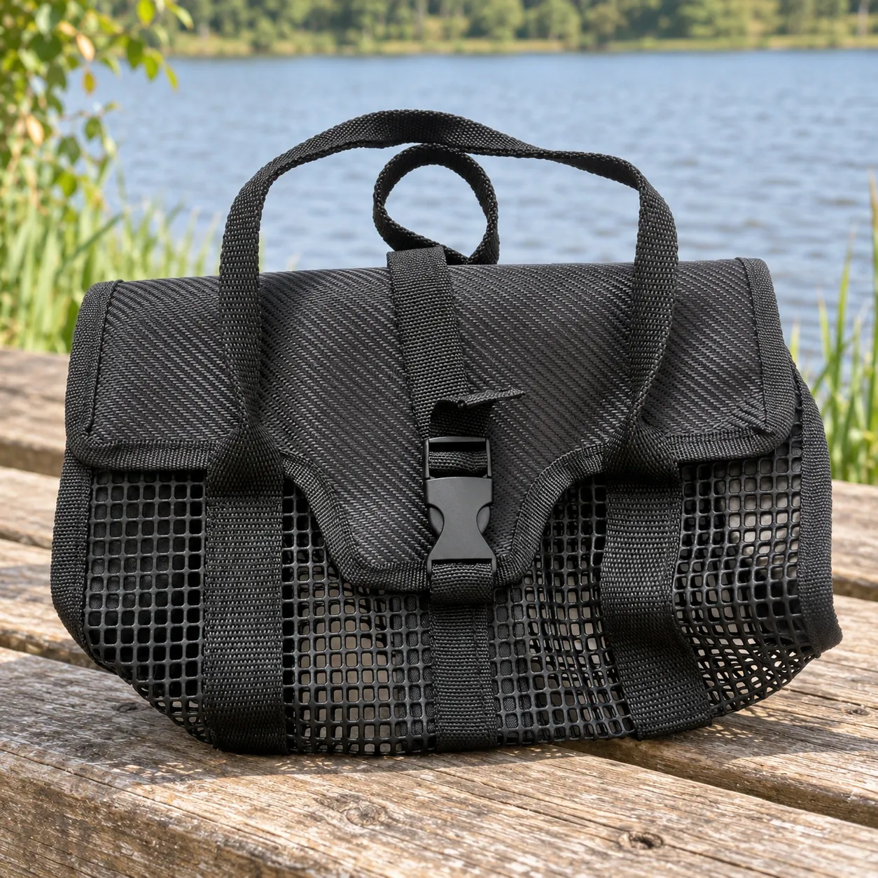 Ewan Mesh Jig Bag - Full product; jigs are for illustration and not included