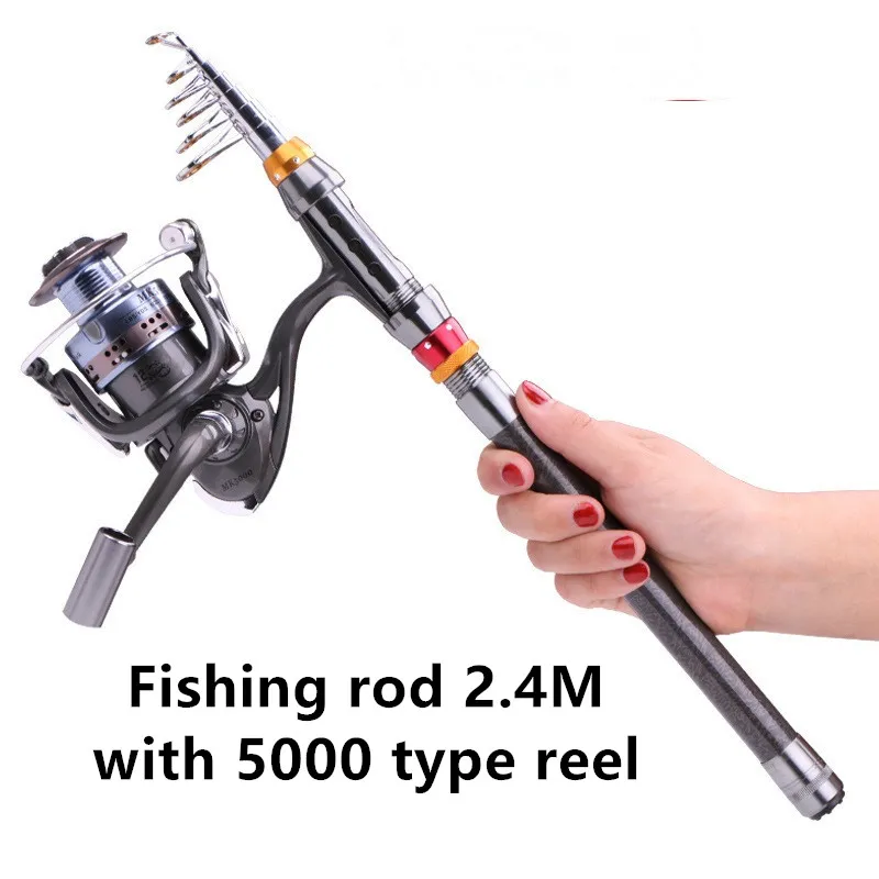 Selected 2.4 m rod with 5000 reel held by its handle