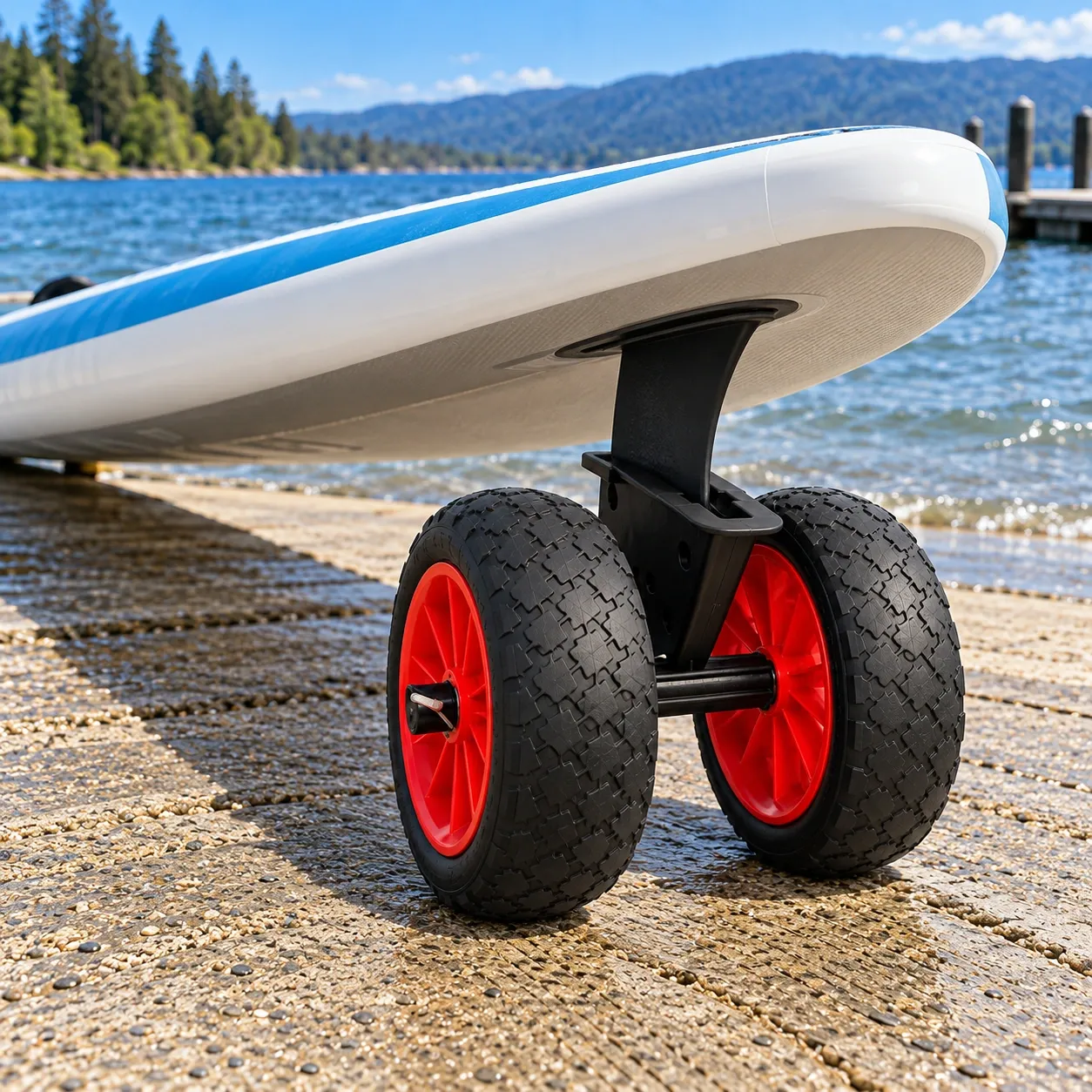 Rafferty Paddleboard Trolley - Black and Red ,  in use; other equipment not included