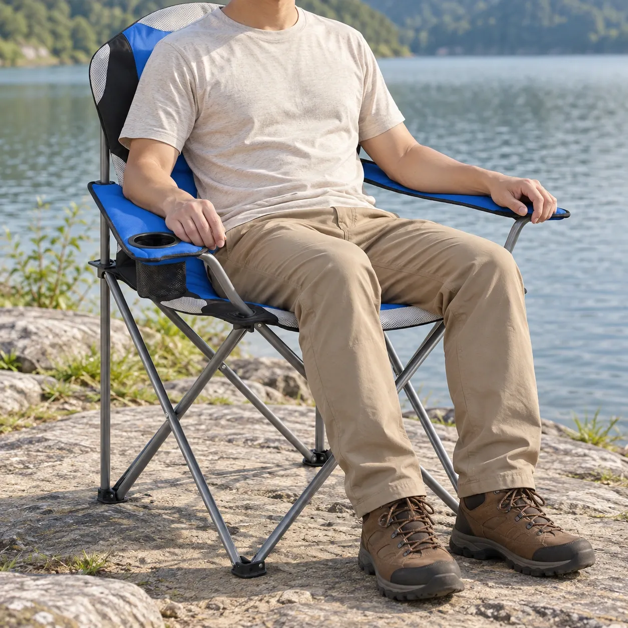Griffin High-Back Fishing Chair - Seated chair use by the water