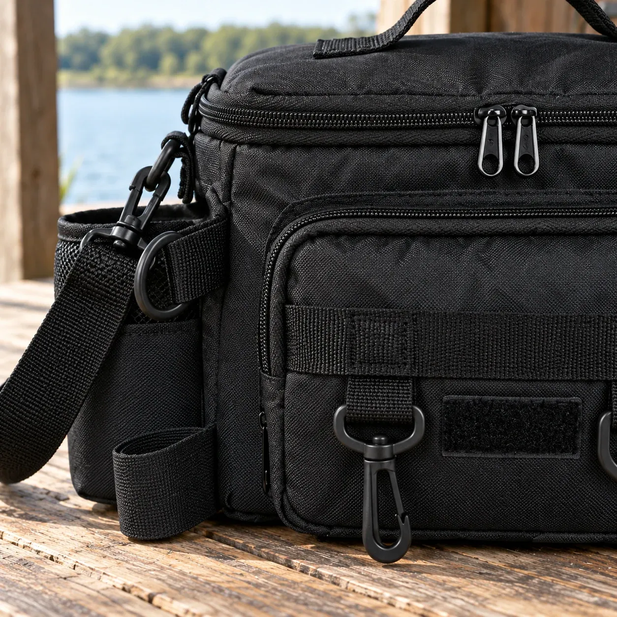 Beckett Shoulder Bag - Black, 37 x 23 x 17 cm - construction detail