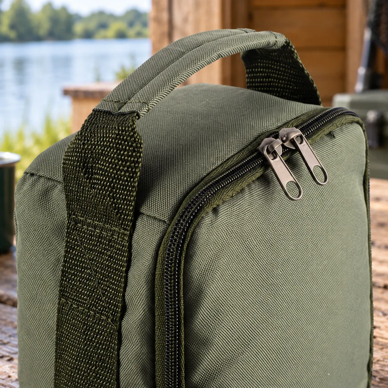 Harlan Tackle Pouch - Army green, 22.8 x 15.5 x 10.3 cm - construction detail