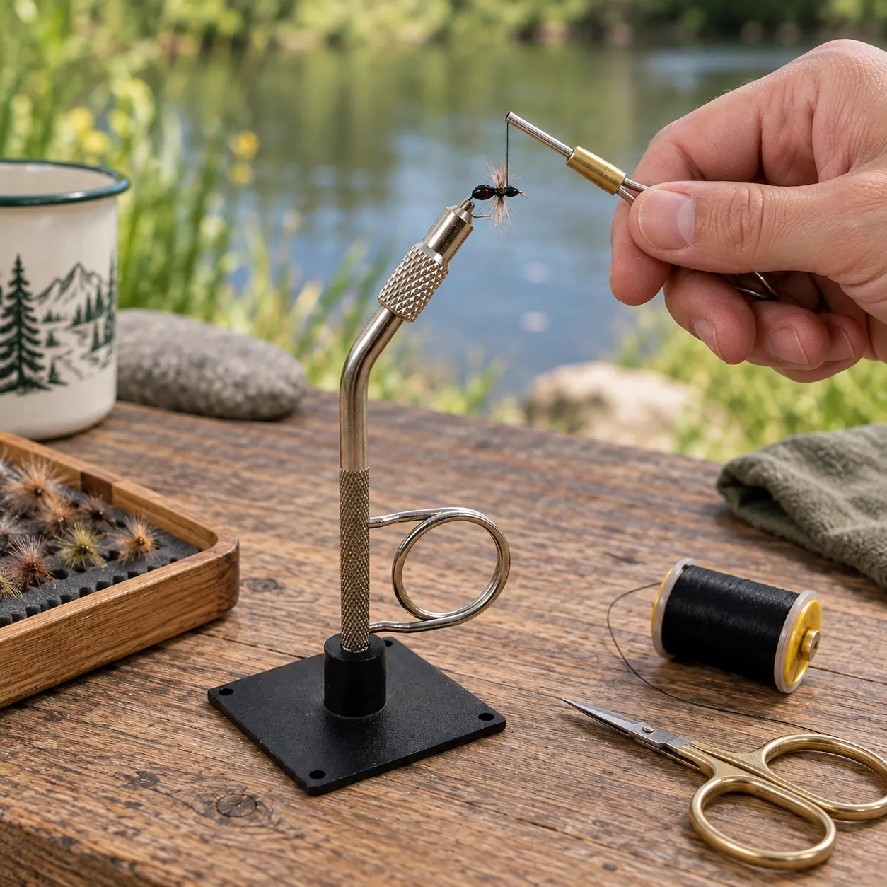 Arlo Mini Fly Vise — use; styling props not included