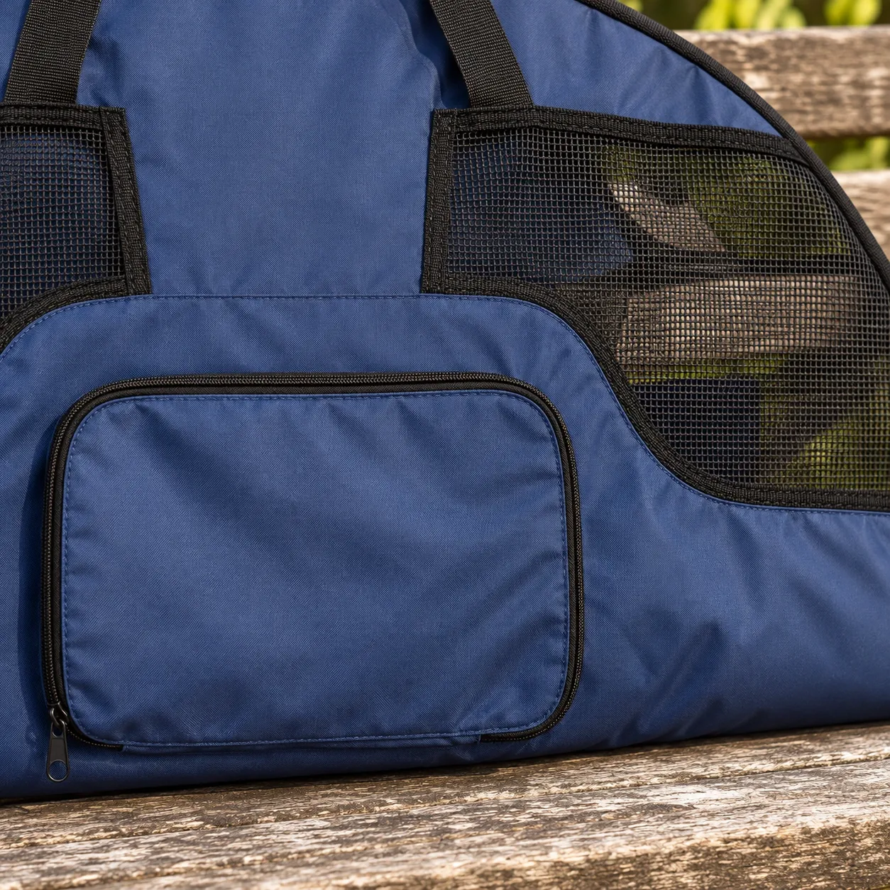 Finch Wader Bag - Navy — exterior pocket and mesh vent construction