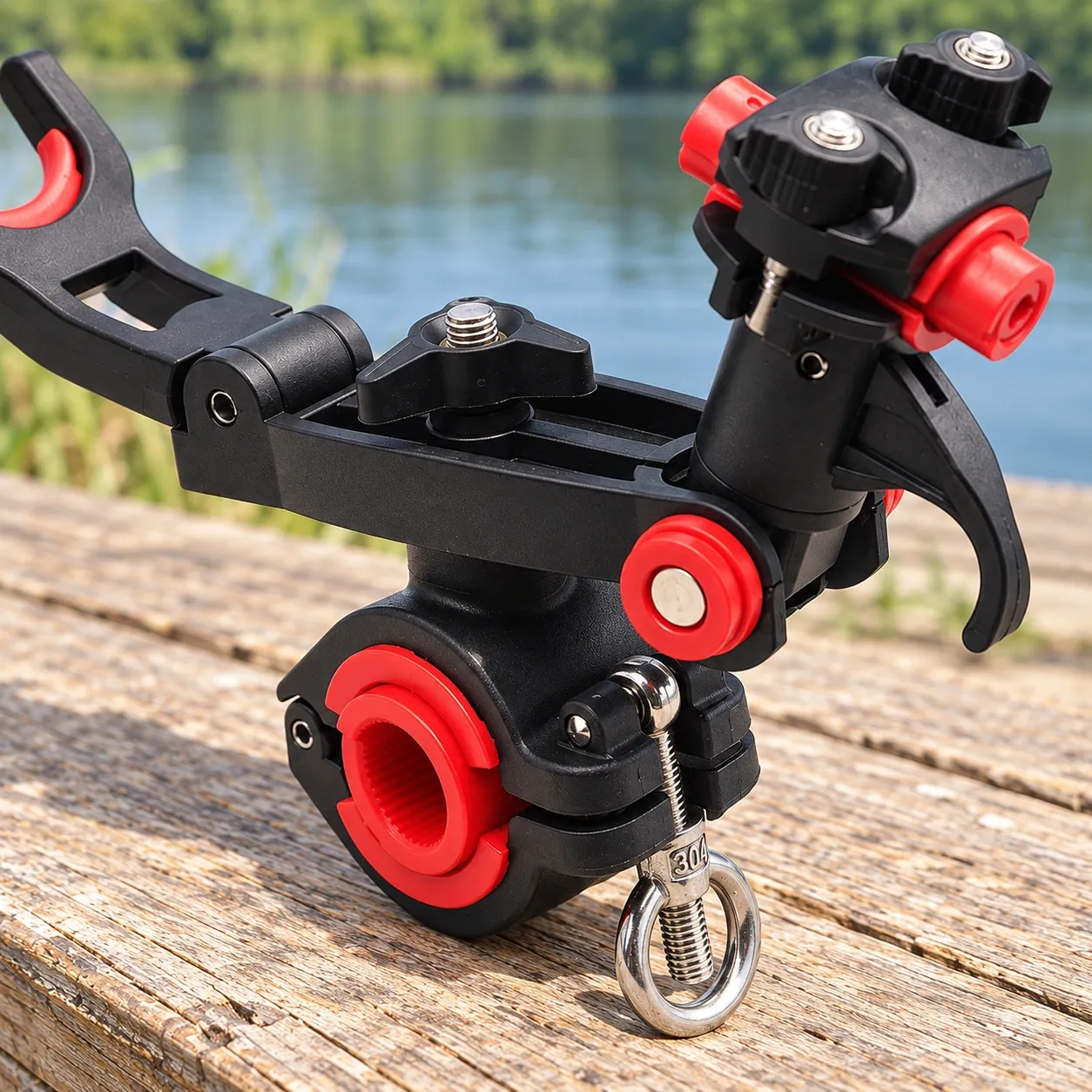 Cormick Rail Rod Holder - Black and Red ,  construction detail