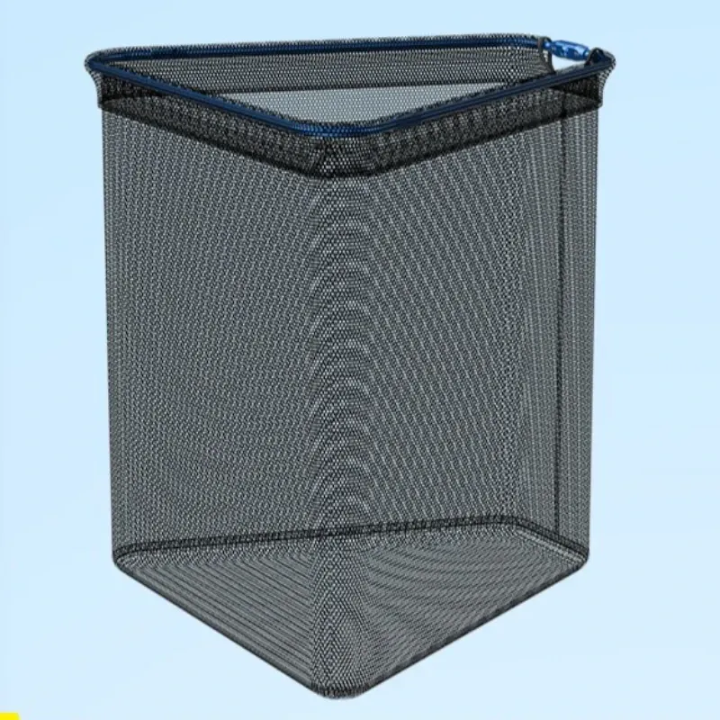 Triangular blue net frame and black mesh bag