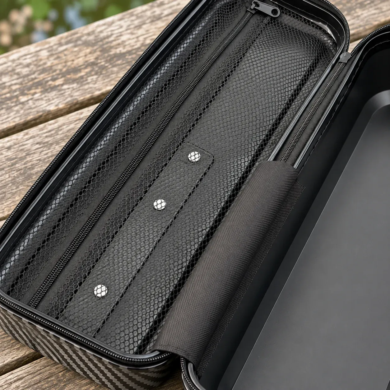 Hugo Float Case — Black and Gray / 68 cm — construction close-up