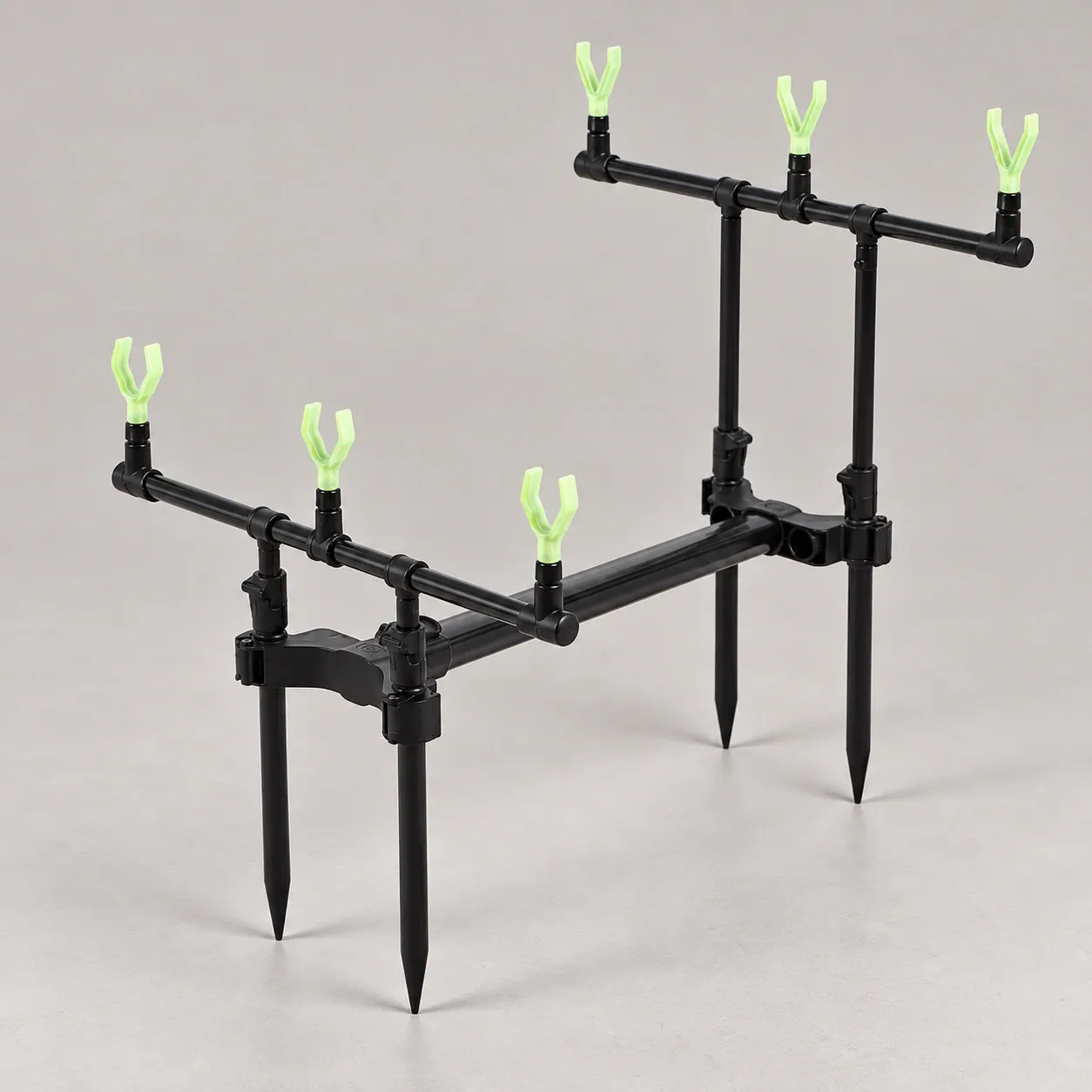 Hayden Three-Rod Pod - Assembled three-rod pod with six fork rests